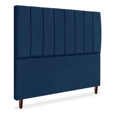 Cabeceira De Cama Box Carla Casal Queen 160 Cm Suede Azul Marinho Do Lar Móveis E Decoração