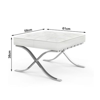 Poltrona Premium Barcelona Com Puff Base Inox Branco