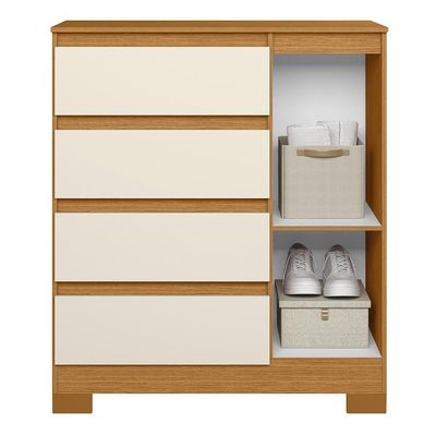 Cômoda Sapateira Olímpia 1 Porta E 4 Gavetas Cinamomo-off White - Móveis Albatroz