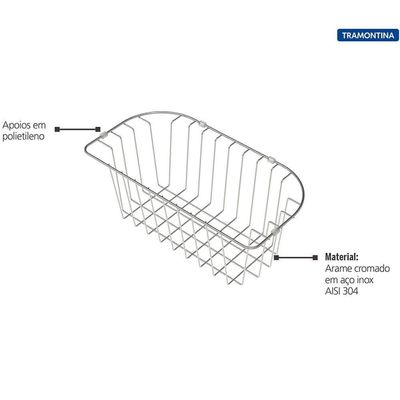 Cesto Aramado Tramontina Para Cubas De Sobrepor E Undermount Morgana 60 Fx Em Aço Inox 94528031