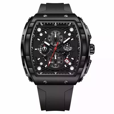 Relógios Masculino Lige 89148 Quadrado Esportivo Preto