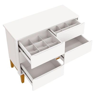 Cômoda Infantil 6 Gavetas Com Guarda Roupa Classic Elfe Branco Acetinado Com Pés Madeira - Reller
