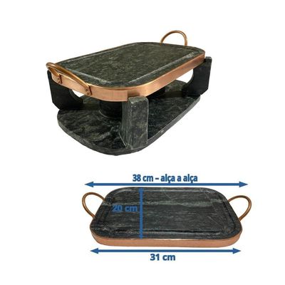 Churrasqueira Oval 31 Cm Com 02 Panelas 500 E 800 Ml E Rechauds + 6 Garfinhos De Fondue