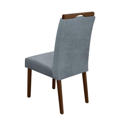 Cadeira Mesa De Jantar Madeira Maciça Linho Premium Heloísa Mel Cinza Linho