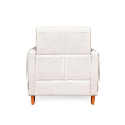 Poltrona Zoe Bouclê Pés De Madeira - Pallazio Cor Off White