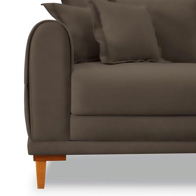 Sofá Living 2 Lugares 1,60m Livia Veludo Pés De Madeira - Pallazio Cor Marrom