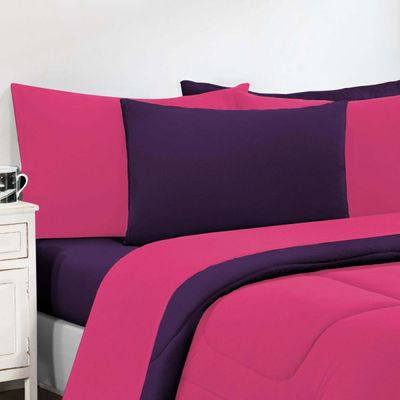 Kit Edredom Malha 100% Algodão Gran Moratta 3 Peças King - Pink /Roxo