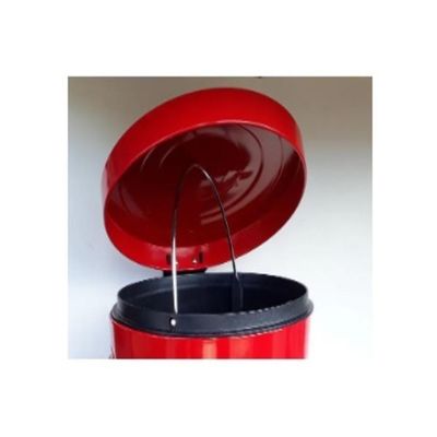 Lixeira Vermelha Inox Cesto Lixo Removivel Com Pedal Aco Inoxidavel Decorativa Redonda