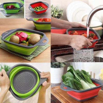 Escorredor Retrátil De Macarrão Legumes Frutas Em Silicone Com Alça