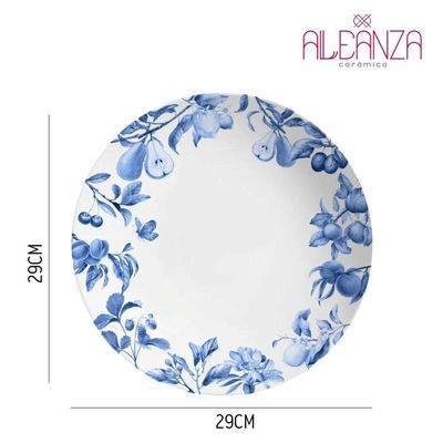 Jogo 2 Pratos Raso Coup Frutela 29cm Azul Cerâmica Alleanza