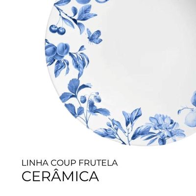Jogo 2 Pratos Raso Coup Frutela 29cm Azul Cerâmica Alleanza