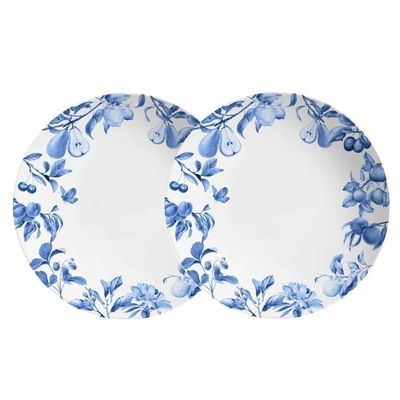 Jogo 2 Pratos Raso Coup Frutela 29cm Azul Cerâmica Alleanza
