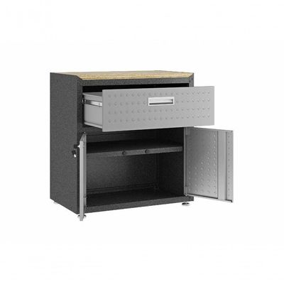 Balcão Multiúso Titanium Itatiaia - 2 Portas E 1 Gaveta - Preto C- Cinza