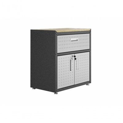 Balcão Multiúso Titanium Itatiaia - 2 Portas E 1 Gaveta - Preto C- Cinza