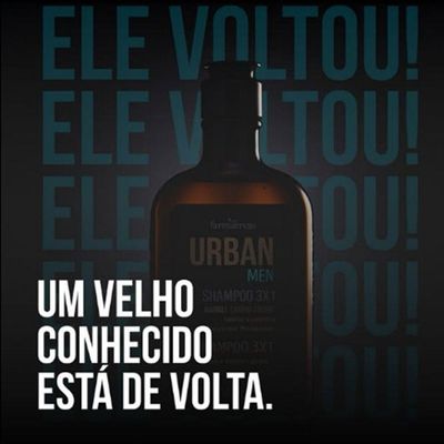 Kit 3 Shampoo 3 Em 1 Barba Cabelo Bigode Masculino 240ml Urban Men Farmaervas