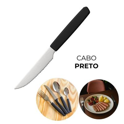 Jogo De 6 Facas Cabo Preto De Plástico Berlim 20cm Em Casa Tem