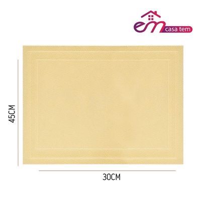 Jogo 2 Lugar Americano Retangular Mesa Pvc Dourado Executivo 30x45cm Em Casa Tem