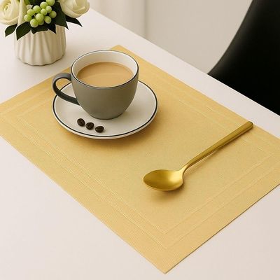 Jogo 2 Lugar Americano Retangular Mesa Pvc Dourado Executivo 30x45cm Em Casa Tem