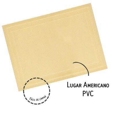 Jogo 2 Lugar Americano Retangular Mesa Pvc Dourado Executivo 30x45cm Em Casa Tem