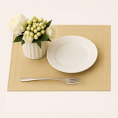 Jogo 2 Lugar Americano Retangular Mesa Pvc Dourado Executivo 30x45cm Em Casa Tem