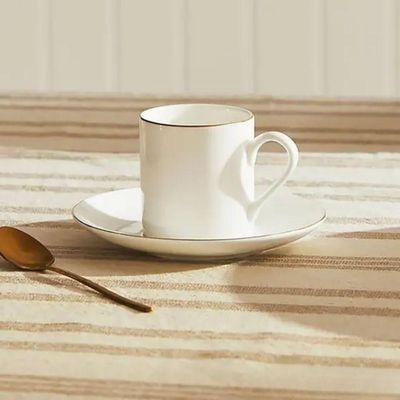 Xícara De Café Porcelana Borda Dourada Com Pires Royal Premium 90ml Haüskraft