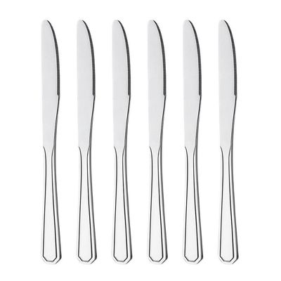 Jogo 6 Garfos E 6 Facas De Sobremesa Aço Inox Prata Linha Silver Em Casa Tem