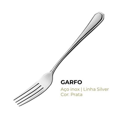 Jogo 6 Garfos 6 Colheres E 6 Facas Aço Inox Cor Prata Linha Silver Em Casa Tem 21cm