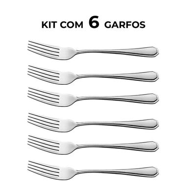 Jogo 6 Garfos 6 Colheres E 6 Facas Aço Inox Cor Prata Linha Silver Em Casa Tem 21cm