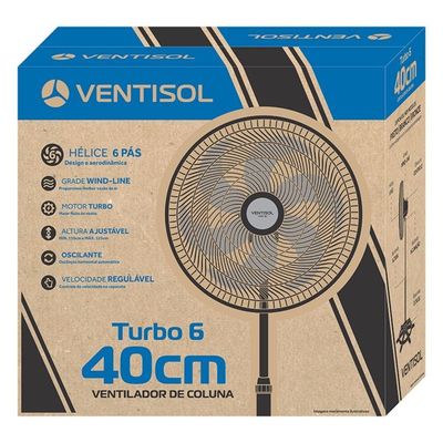 Ventilador de Coluna Turbo 6 Pás 40cm Azul Premium Ventisol 220V