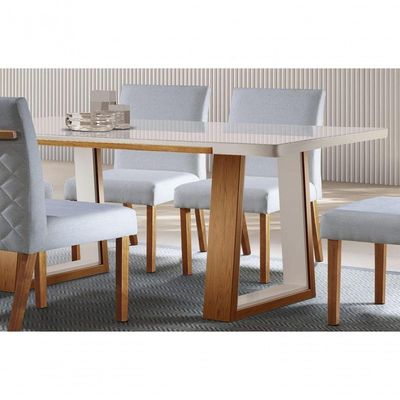 Mesa De Jantar Com Vidro - Real-2,20x1,10m - Requinte Salas