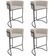 Kit 04 Banquetas Alta Com Encosto Betina Base Preto Poliéster Off White - Nexta Casa