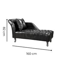 Divã Chesterfield Anna Recamier 160Cm Via Courano Preto Lado Esquerdo
