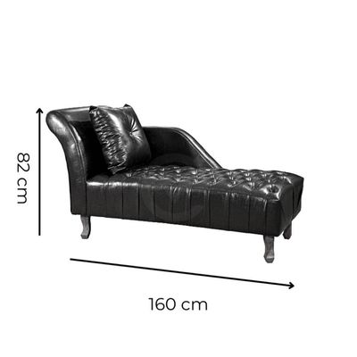 Divã Chesterfield Anna Recamier 160Cm Via Courano Preto Lado Esquerdo
