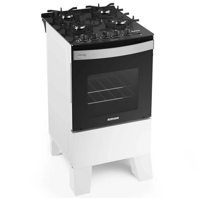 Fogão Itaglass Plus 4Bocas Com Acendimento Automático e Mesa de Vidro Itatiaia Branco / Bivolt