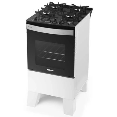 Fogão Itaglass Plus 4Bocas Com Acendimento Automático e Mesa de Vidro Itatiaia Branco / Bivolt
