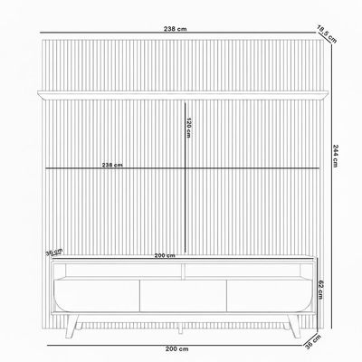 Rack Para Sala Com Painel Ripado Para Tv 75 Pol Lavine M07 Cinamomo Off White - Lyam Decor