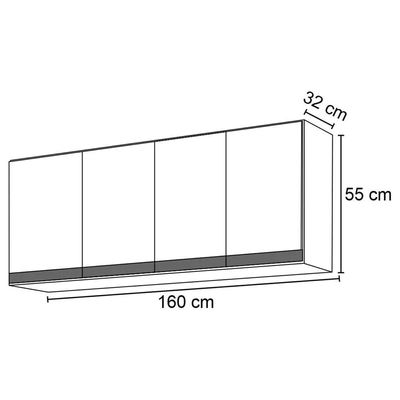 Armario Aéreo Geladeira 160cm Andréia 2 Portas Ajl Móveis Branco