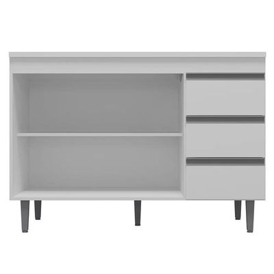 Balcão Gabinete Cozinha Andreia 100cm 2 Porta S-t Ajl Móveis Amêndoa Preto