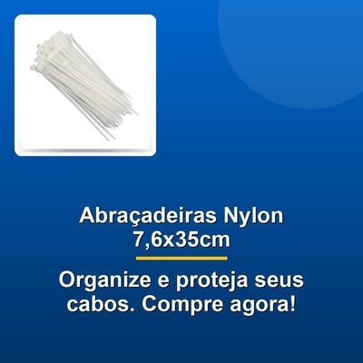Abraçadeira de Nylon Abraçadeira Nylon Western 7,6X35CM 100 Unidades com Alta Resistência Branco