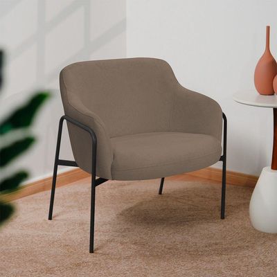 Poltrona Decorativa Jade Base Aço Preto Bouclé Marrom - Nexta Casa