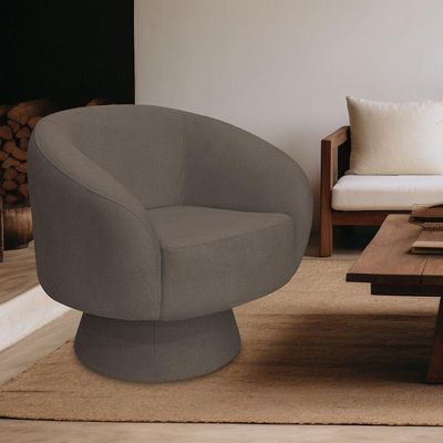 Poltrona Decorativa Liz Base Fixa Bouclé Marrom - Nexta Casa