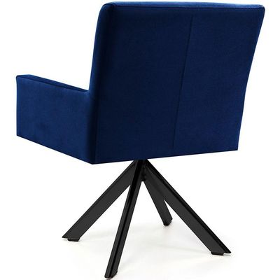Cadeira Para Sala Angel Giratória Eiffel Preto Veludo Azul Royal - Nexta Casa