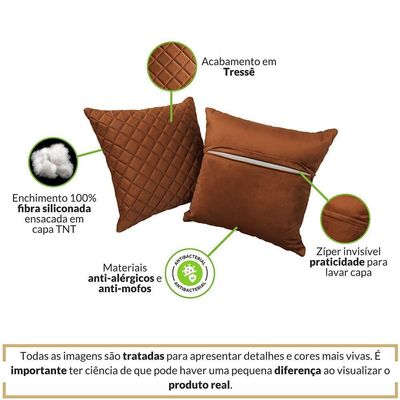 Almofadas Tressê Decorativas 40x40cm Veludo - Nexta Casa Cor Terracota