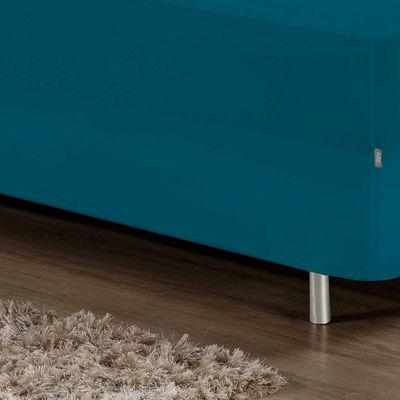 Jogo De Cama Solteiro Nobre 2 Peças Luva De Box 55cm De Altura Malha 100% Algodão - Petróleo