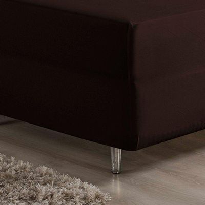 Jogo De Cama Casal Nobre 3 Peças Luva De Box 55cm De Altura Malha 100% Algodão - Marrom