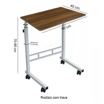Mesa Multifuncional Notebook Rodinhas Altura Ajustavel Computador Escrivaninha Home Office Cor Marrom Sala Uso