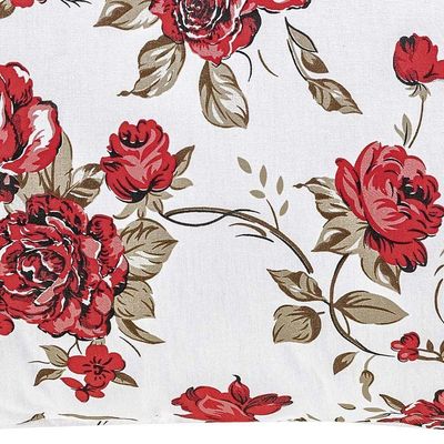 Capa De Almofada Craft 1 Peça Percal 200 Fios 100% Algodão - Estampa Rosas Vermelha