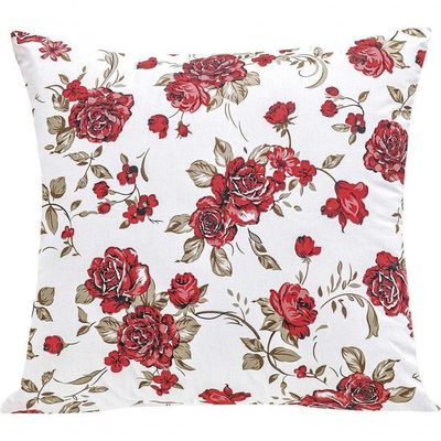 Capa De Almofada Craft 1 Peça Percal 200 Fios 100% Algodão - Estampa Rosas Vermelha