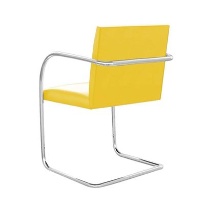 Kit 4 Cadeiras Brno Para Escritório Couro Sintético Amarelo Tubular Cromada