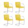 Kit 4 Cadeiras Brno Para Escritório Couro Sintético Amarelo Tubular Cromada